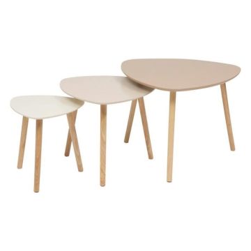 3 tables gigognes "Mileo" beige 60x60x45cm - Atmosphera createur d'interieur