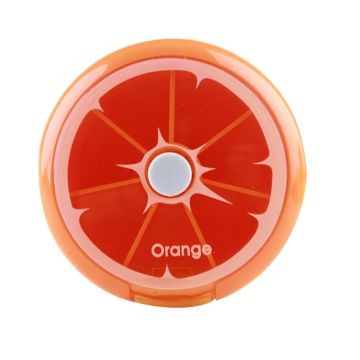 Portable Rotation Pill Round 7Compartment Holder Case Medicine Box Organizer orange 2016