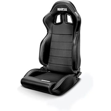 Siège Baquet - SPARCO - R100 MY22 - Skaï Noir - Piqûres Blancs - Réglable