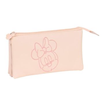 Trousse à crayons - SAFTA - Minnie Mouse - Rose - Triple fermeture éclair