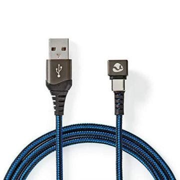 Câble USB 2.0 - Nedis - Connecteur pour Jeu 180° - 2,0 m - Rond - Tressé - Noir