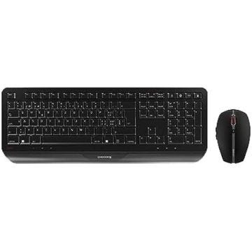 CHERRY GENTIX DESKTOP, Ensemble Clavier et Souris Sans Fil, Disposition Suisse (QWERTZ), Radio 2,4 GHz, Repose-Poignets Intégré,