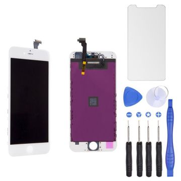 Ecran LCD de Remplacement pour iPhone 6 Blanc avec Outils et Verre trempé