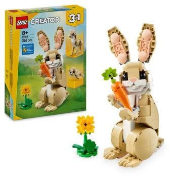 LEGO Creator 31162 3-en-1 L’adorable lapin - Jeu de construction pour fille dès 8 ans