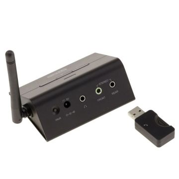 Transmetteur audio sans fil 2.4GHz pour PC, qualité DVD 48Khz 16-bit, sorties 4 canaux et casque