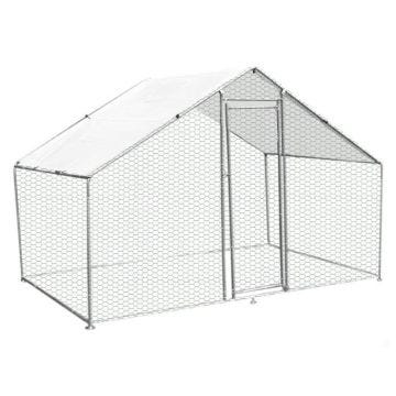 Enclos Poulailler - Acier Galvanisé - 4mx2mx2m - Vert - Bâche Imperméable - Pelle Inclus