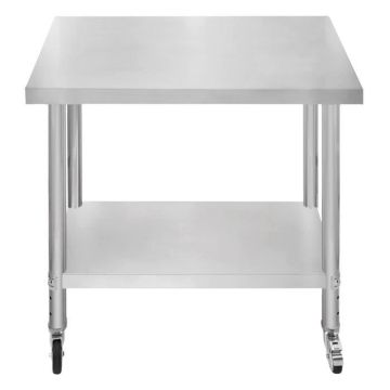 Table de Travail Inox à Roulettes Amovible Cuisine Chariot Prép Desserte 160KG
