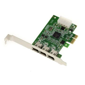 Carte PCIe x1 avec 3 ports Firewire 400 Ieee1394a 6 points. Chipset TI XIO2213B