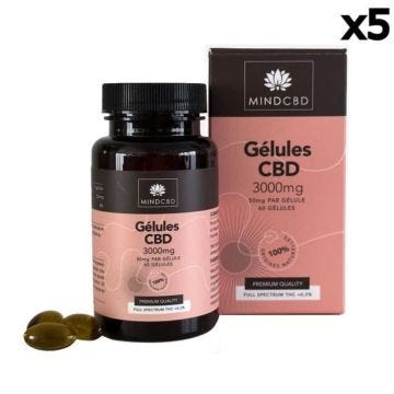 60 Gélules CBD Full Spectrum 3000mg 5 boîtes