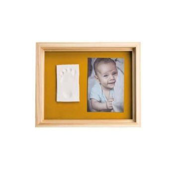 Baby Art Pure Frame - Kit Cadre avec Pâte à Modeler et Cadre Bois Pin Naturel, Rouleau, Panneau Arrière Réversible (Vert/Orange)
