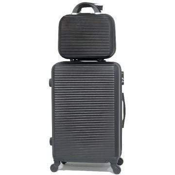 CELIMS - Valise Week-End Set Moyenne avec Vanity / Trousse de Toilette 35cm Rigide et Légère | Taille Soute 20kg 65cm | Noir