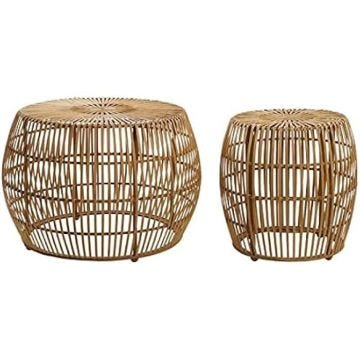 Tables - DKD HOME DECOR - Lot de 2 - Marron - Bambou - 70x70x50 cm