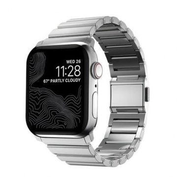 Bracelet V2 pour Apple Watch 1-9 et SE 42-44-45mm Nomad Argent - Gris - Titane - Acier