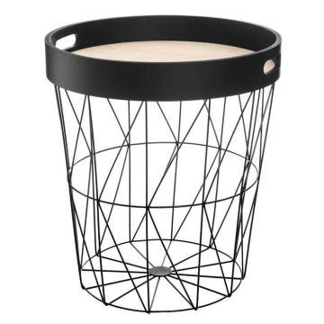 Table d'appoint "Kumi" plateau noir D35 cm - Noir - Atmosphera createur d'interieur