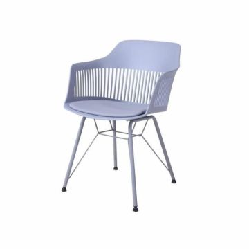 Chaise - Métal - Gris clair - Ergonomique - Contemporaine - 56 x 53 x 81 cm