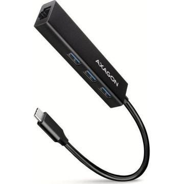 Axagon USB-C, 3 x USB-A, Gbit-LAN, Noir - HMC-GL3A