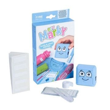 Colop - CP166666 - Marky Bleu Personnalisable Adapté aux enfants DIY Textile Timbre Trousse - 1 Ensemble