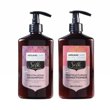 Duo Soie Arganicare - ARGANICARE - Protéine de soie - Cheveux hydratés - Huile d'argan bio