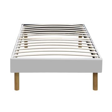 mina - Solide et Confortable Sommier Tapissier Blanc Pieds en 20 cm pour matelas en 90x200 - 13 Lattes - Montage
