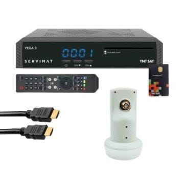 PACK SERVIMAT Récepteur satellite Full HD + Carte d'TNTSAT V6 + Câble HDMI + LNB Single HDSAT
