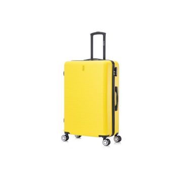 CELIMS - Valise Grande Taille Rigide à 4 roulettes Légère | Taille Soute 23kg 75cm | Serrure Intégré | ABS | Jaune