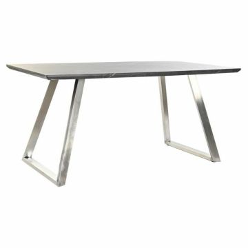 table de salle à manger noir acier bois mdf (160 x 90 x 76 cm)