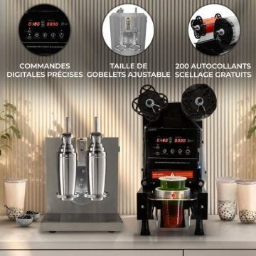 Melangeur et Scelleuse Bubble Tea Inox Préparation Boissons