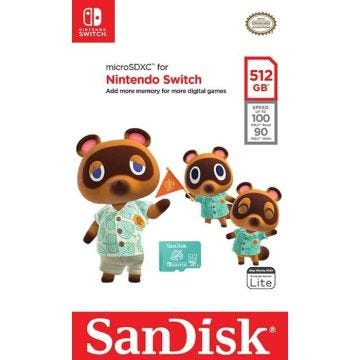 SanDisk - Carte mémoire microSDXC UHS-I 512 Go Edition Animal Crossing Leaf pour Nintendo Switch, Switch Lite et Switch OLED