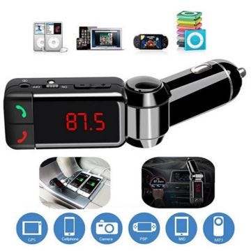 Kit voiture Bluetooth Transmetteur FM Lecteur MP3 auxiliaire mains libres Affichage LED Portable Chargeur double USB Transmissor FM
