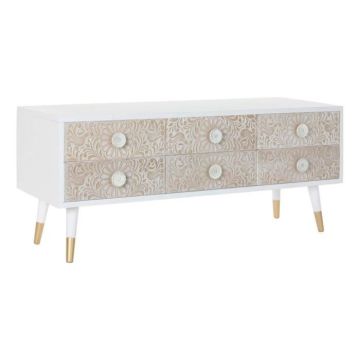 Meuble TV Style Indien Sapin 119 cm - Blanc