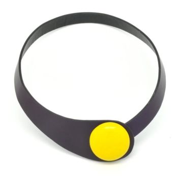 Collier en cuir violet et céramique jaune - Ceraselle Jaune - Femme - Adulte