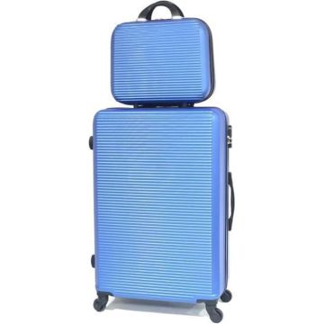 CELIMS - Valise Grande Taille avec Vanity / Trousse de Toilette 35cm | Taille Soute 23kg 75cm | Serrure Intégré | ABS | Bleu