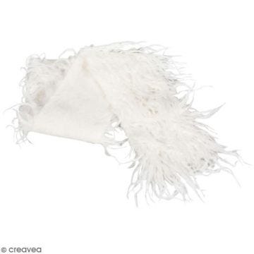 Coupon de fausse fourrure - Blanc - 60 x 10 cm - Poils longs - Achat au mètre