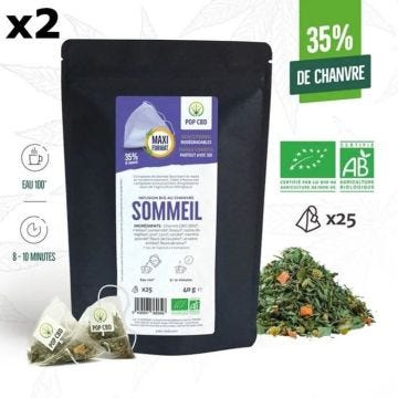 Lot 2 paquets Infusion CBD Bio "Sommeil", en Sachets individuels (2 x 25)