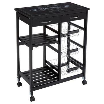 Atmosphera - Desserte de cuisine Gustaf - H. 61 cm - Noir