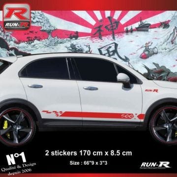 Sticker bas de caisse FIAT 500X aufkleber - Rouge - ADNAuto