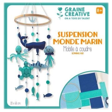 Mobile pour bébé - Graine créative - L'océan - Feutrine - Animaux - Kit complet