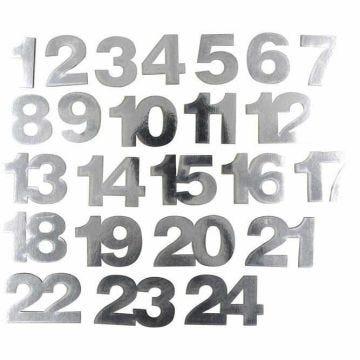 Chiffres pour calendrier de l'Avent - MegaCrea DIY - Argenté - 24 pièces - 5 cm