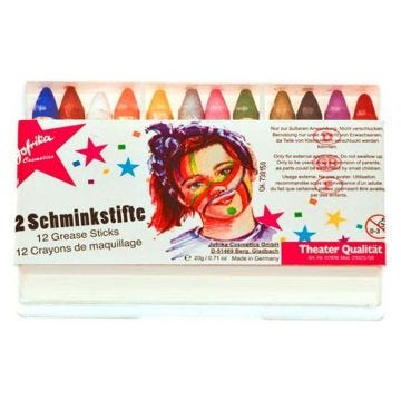 Mini crayons de maquillage x12 Couleur : bleu, marron, blanc, orange, jaune, argent, rose, vert, or, noir, violet, rouge aille d'un