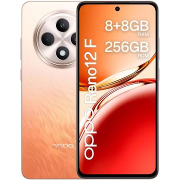 Smartphone 4G OPPO Reno12 F de couleur orange ambre avec écran AMOLED 6,67" 120 Hz Full HD+, 1080 x 2400 pixels, 8 Go de RAM DDR4 +
