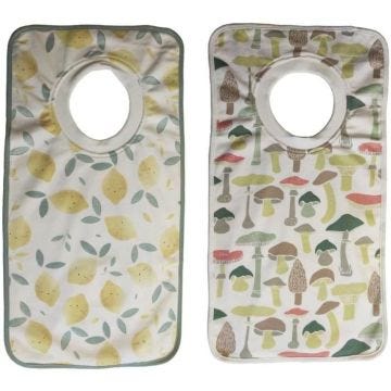 Pack 2 Grands Bavoirs bébé évolutifs 100% Coton Confort et Doux, col Tee-Shirt élastique pour Les Enfants de 6 à 48 Mois