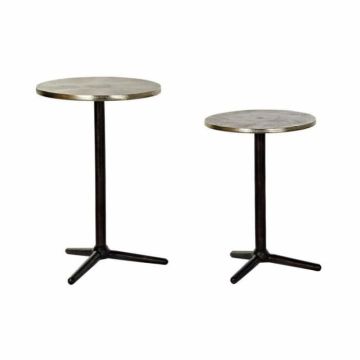 DKD Home Decor Set de 2 Tables Gigognes Noir Doré Aluminium (40 x 40 x 61 cm) (2 pcs) - 8424001960187