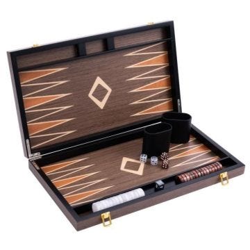Engelhart- 250547 - Backgammon de luxe - 18 pouces - Plaqué en ronces de noyer et vernis