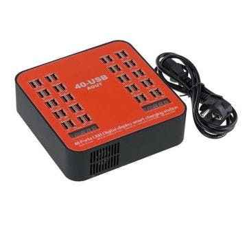 Chargeur Industriel USB (Station de charge pour téléphone, tablettes, GPS ...) - 40 PORTS - Sorties 3A Max - Puissance 200W