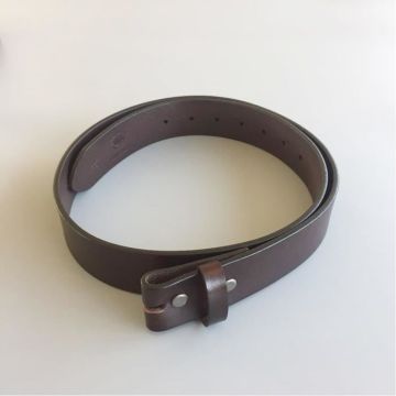Ceinture en cuir véritable brun homme femme pleine fleur - L 115cm
