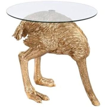 Table d'appoint - HOME ESPRIT - Modèle S3053140 - Résine dorée - Verre - 60 x 60 x 62 cm