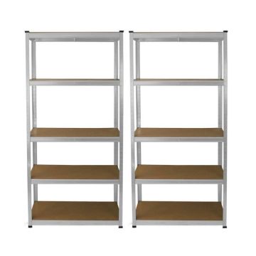 Lot de 2 Rayonnages à 5 Niveaux en acier galvanisé 90 x 40 x 180 cm - Jusqu'à 1000KG - Garage Entrepôt Atelier - Facile à Monter 1