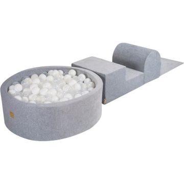 MeowBaby® Parcours Motricité 3 éléments avec Piscine à Balles 90x30cm, Gris Clair: Blanc-Transparent MeowBaby® Parcours Motricité 3 éléments avec Piscine à Balles 90x30cm, Gris Clair: Blanc-Transparent