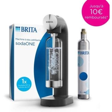 Machine à soda BRITA - SodaONE Noire - 1 Bouteille 1L et 1 Cylindre de CO2 inclus