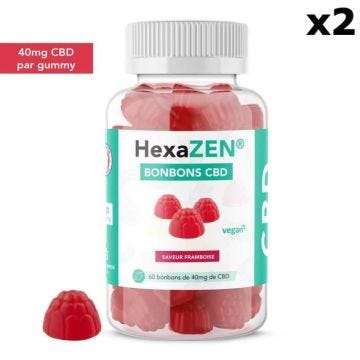 Lot 2 x 60 Gummies CBD HexaZEN "Framboise" 2400mg Hexa3 (sans THC)